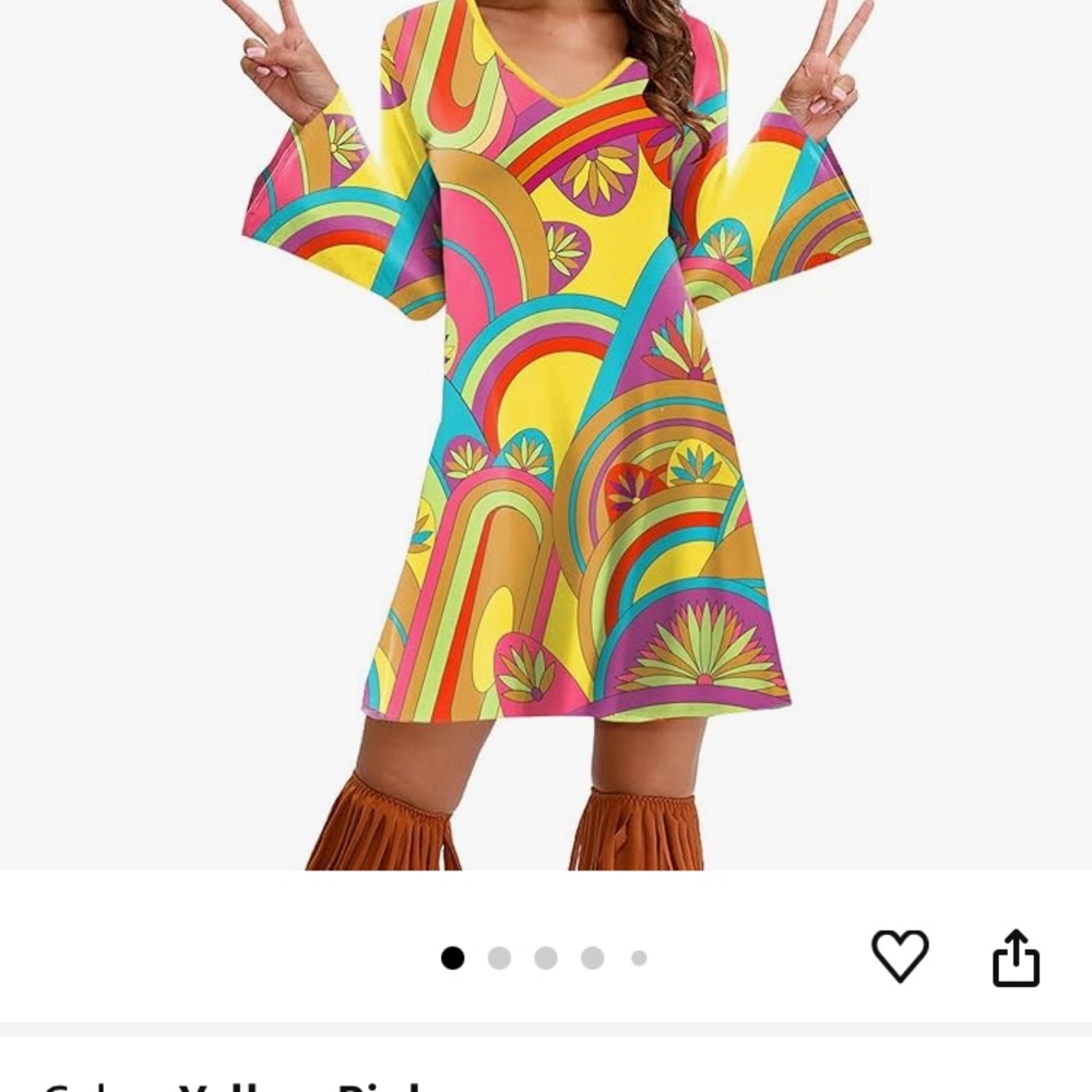 1970’sYellow A-Line Long Sleeve Dress for Casual Nights